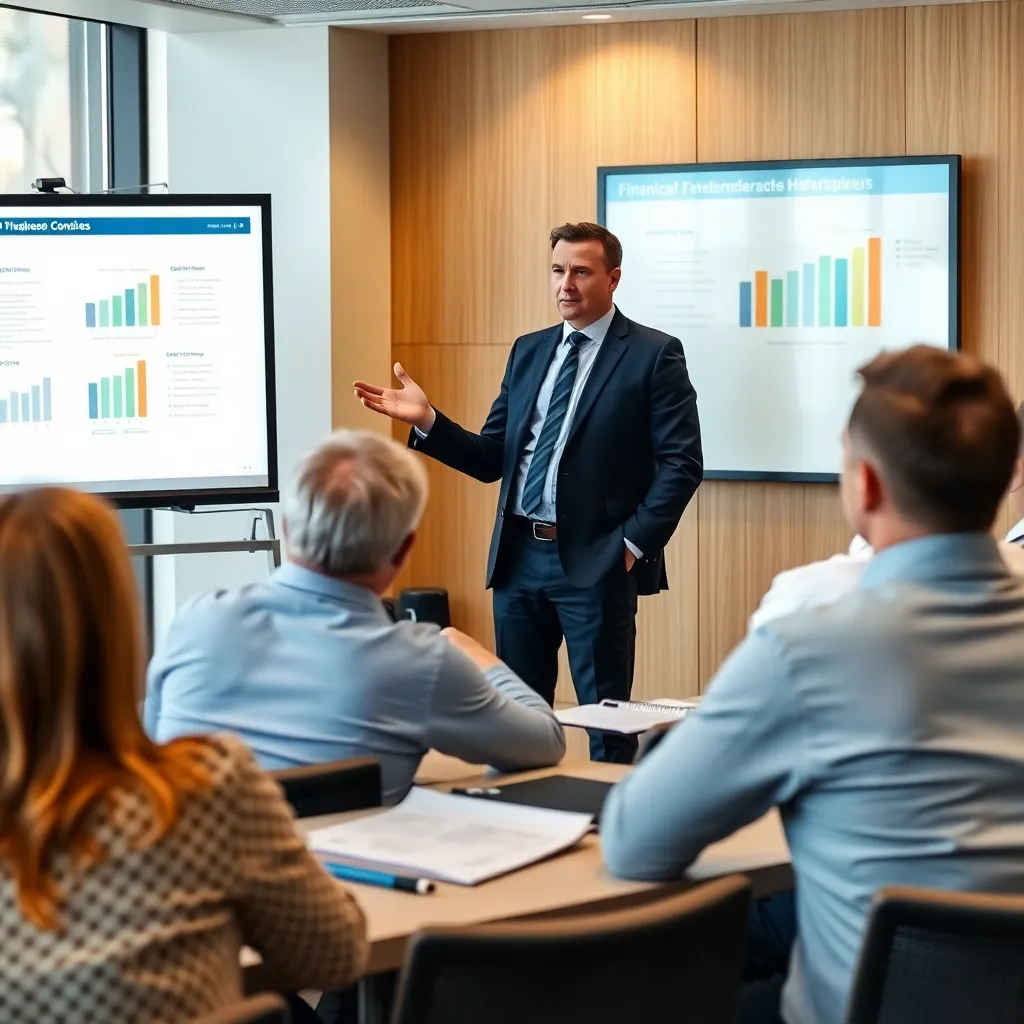 Team bespreekt financiële software implementatie